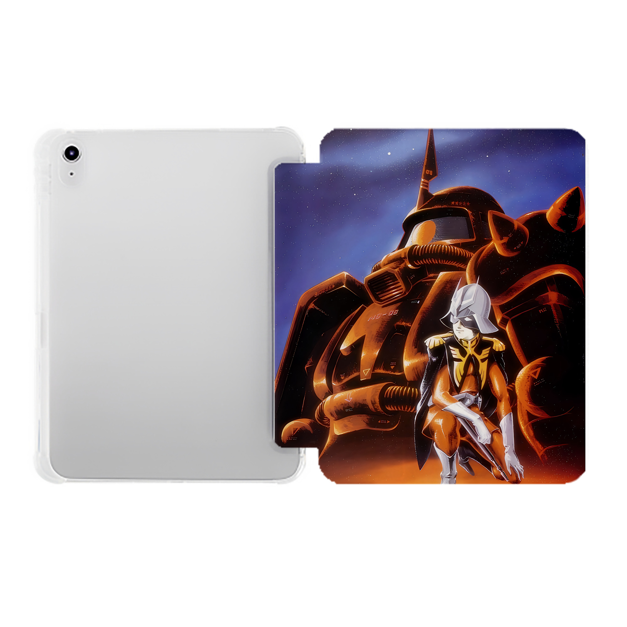 （画像用） 機動戦士ガンダム Mobile Suit Gundam IPad ケース ペン収納付き 三つ折りスタンド PUレザー×シリコン 対応機種9.5/10.5/10.9インチ